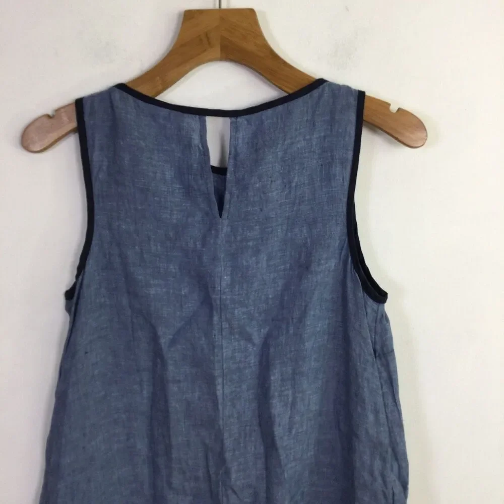 J. Jill Women's Seamed Love Linen Dress V-Neck Pullover Sleeveless Blue Size S - Picture 10 of 16